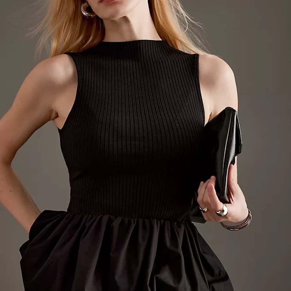 Anthropologie Black Bubble Peplum Tank